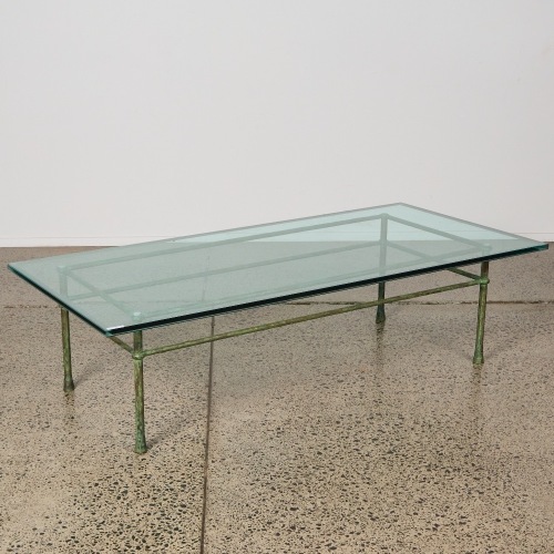 A Glass and Verdigris Coffee Table