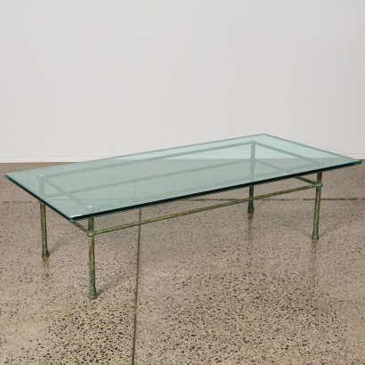 A Glass and Verdigris Coffee Table