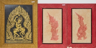 A Group of Three Thai Figural Rubbings