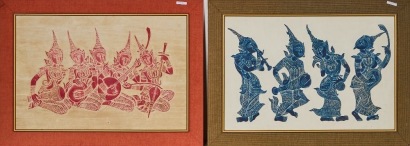 A Set of Two Thai Figural Rubbings