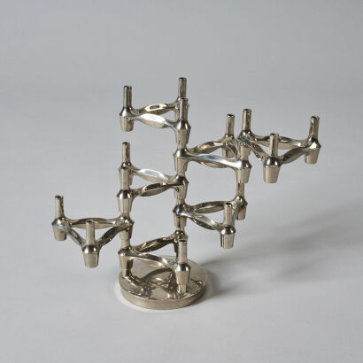 A Set of Seven BMF Nagel Candleholders and Base