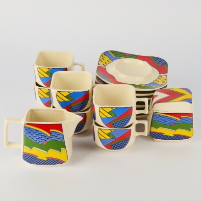 A Vintage Memphis style Coffee Set by Larno France Circa 1980