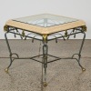 Metal and Marble Square Table With Glass and Bronze Feet