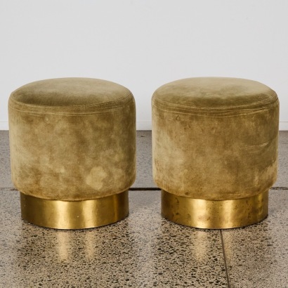 A Pair of Contempoary Velvet Poufs