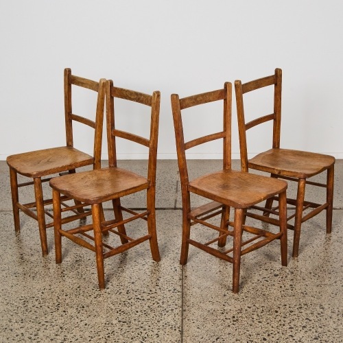 A Set Of Four Antique Chapel Chairs