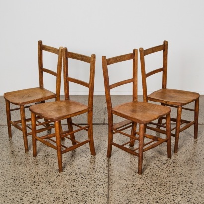 A Set Of Four Antique Chapel Chairs