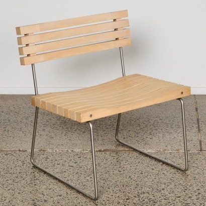 A Fermob Teak Low Armchair (without armrests) by Guggenbichlerdesign Aus