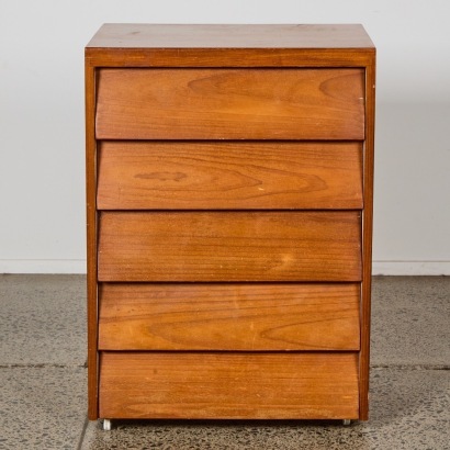 A Mid Century Solid Wood Five Drawer Storage Unit