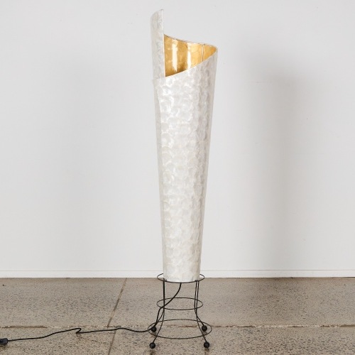 A Retro Capis Shell Floor Standing Lamp