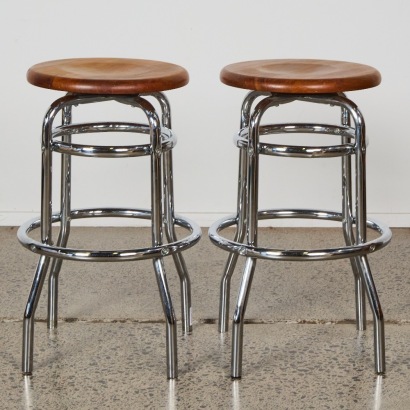 A Pair of Retro Style Swivel Bar Stools