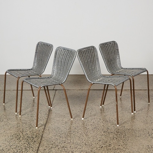 A Set of four Mid-Century Rattan dining chairs in rare Silver Colourway