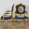 A Pair of French Inspired Arm Chairs with Blue - 2