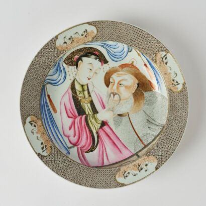 A Chinese Qing Dynasty Qianlong Period Famille-rose 'Figural' Large Dish