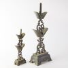 A Set of Two Late 19th Century Chinese Pewter Candlesticks with Fu and Shou motifs - 2
