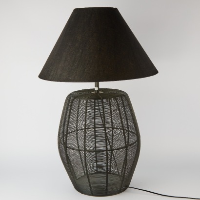 A Marseille Woven Lamp with Shade