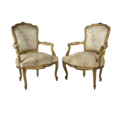 Two Louis XV Style Open Armchairs