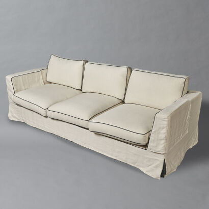 An Exceptional Quality Contemporary White Linen Sofa