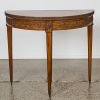 An Antique Half Round Hall Table, Folds Into Inlaid Chess Board Table