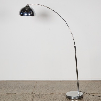 A Chrome Arched Standing Lamp