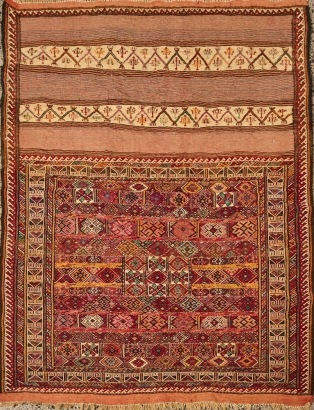 A Vintage Afghan Tribal Hand Woven Flatweave Kilim