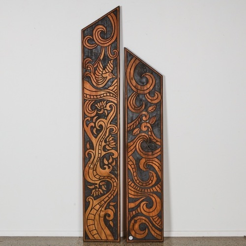 Two Carved Panels with Bird Decoration