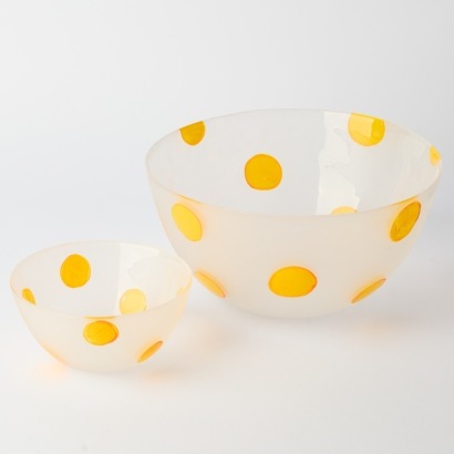 A Pair of German Glass Serving Bowls by Glasax