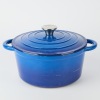 A Cast Iron Lidded Casserole in Blue