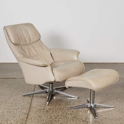 An IMG Norway Leather Recliner Chair & Matching Ottoman