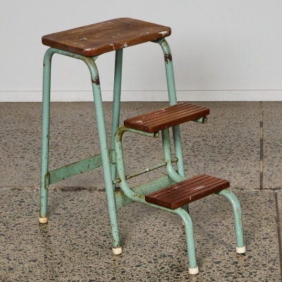 A Wood and Tubular Step Ladder