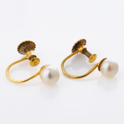 9ct Yellow Gold, Vintage, Akoya Pearl Earrings