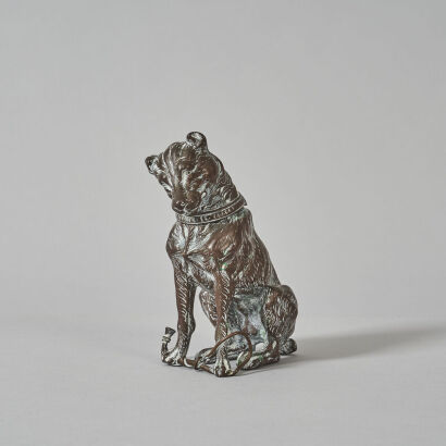 An Antique Bronze Dog Inkwell