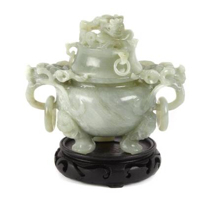 A Chinese Lidded Jadeite Censer