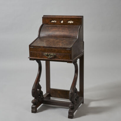 A Victorian Burr Walnut Davenport