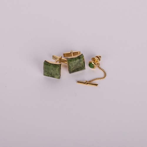 A Pair of Green Stone Cufflinks