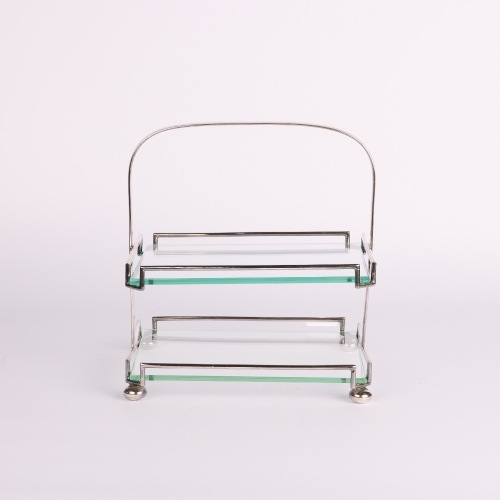 An Art Deco Silver Plated and Glass High Tea Stand