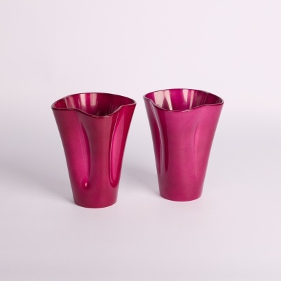 A Pair Of Purple Wave Vases