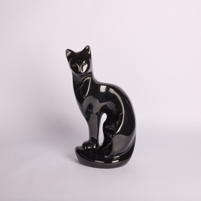 A Large Vintage Pottery Cat Statue