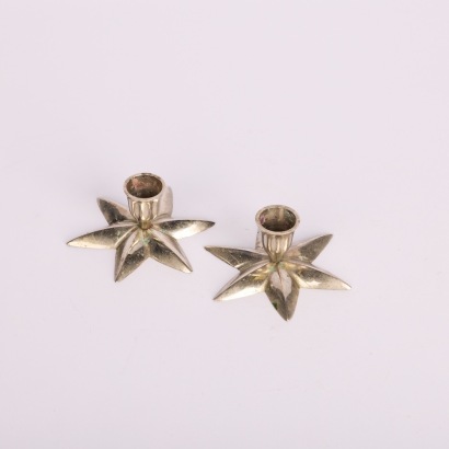 A Pair Of Mid Century Star Candle Holders