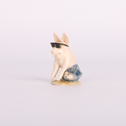A Small Handmade Ceramic Cool Pig