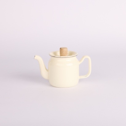 A Vintage Fuji 'Honey Your Life' Enamel Teapot