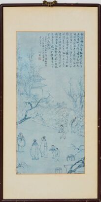 A Chinese Court Figure Hanging Screen by Shen Zhouhui (reproduction)