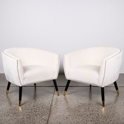 A Pair of Velvet Studded Tub Chairs