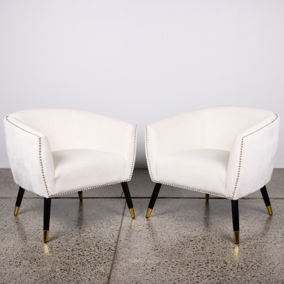 A Pair of Velvet Studded Tub Chairs