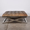 A Large Square leather and Stainless Ottoman - 2