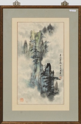 A Chinese Ink Painting of Huangshan and the Sea of Clouds