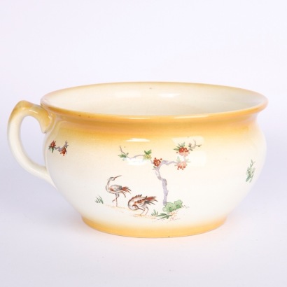A Victorian Large Chamber Pot With Oriental Crane Birds