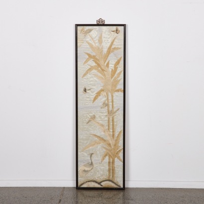 A Japanese Early to Mid-20th-Century Bird and FlowerEmbroidery