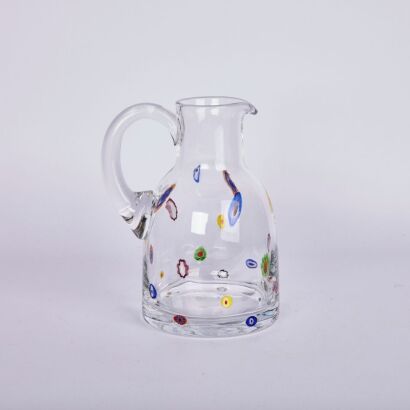 A Hand-Blown Art Glass Jug with Millefiori Inclusions