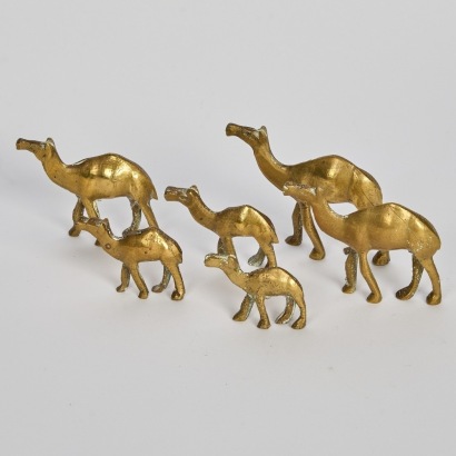 A Caravan Of Vintage Brass Camels