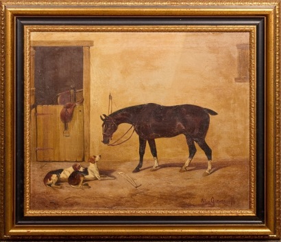 COLIN GRAEME Untitled Oil of a Horse and Pointers
